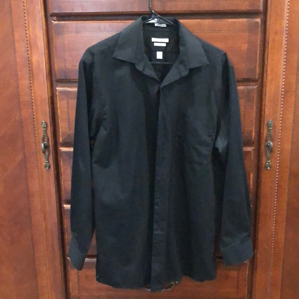 Van Heusen black, dressy button-down shirt.